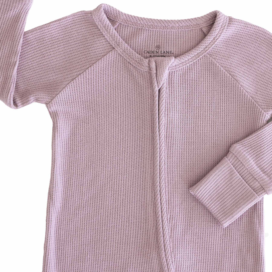 Embroidered Bamboo Waffle Convertible Zip Romper | Amethyst