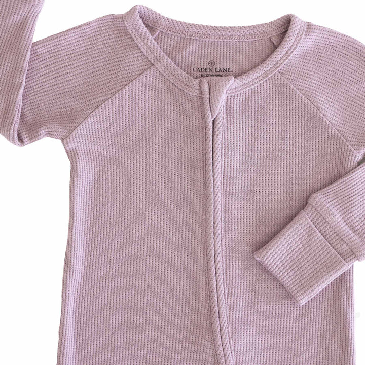 Embroidered Bamboo Waffle Convertible Zip Romper | Amethyst