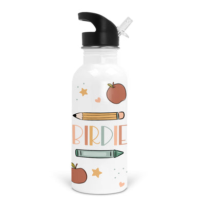 pastel personalized water bottle with apples