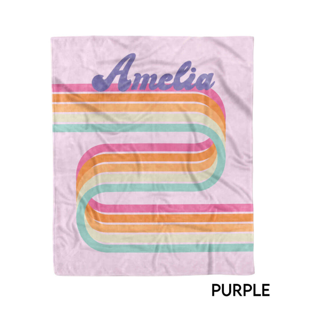 retro arch personalized kids blanket purple