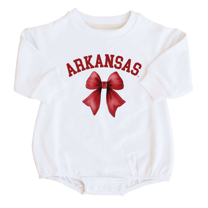 University of Arkansas | Football & Bows Graphic Sweatshirt Bubble Romper