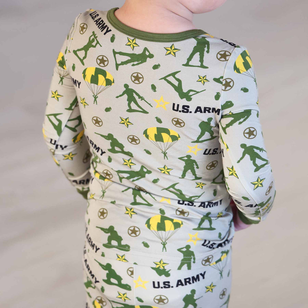 kids two piece pajama set army