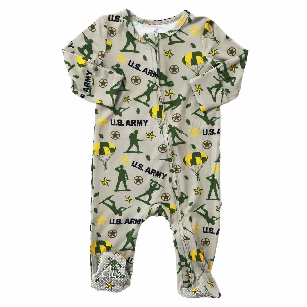 army zipper footie for babies