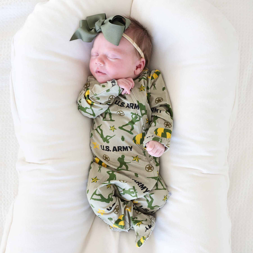 army green ribbon bow headband for babies