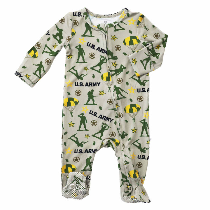 army baby zipper footie 