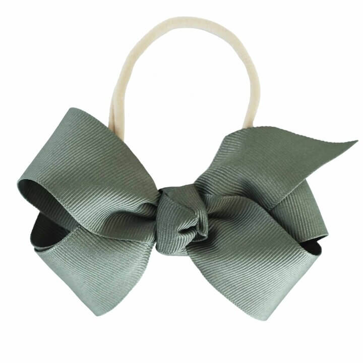 army green ribbon bow headband for babies