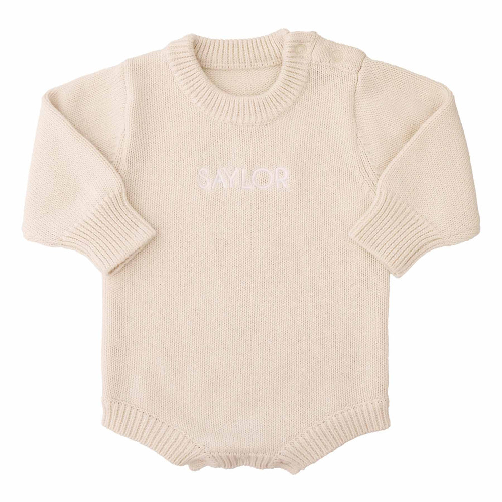 ash long sleeve embroidered sweater romper for babies 