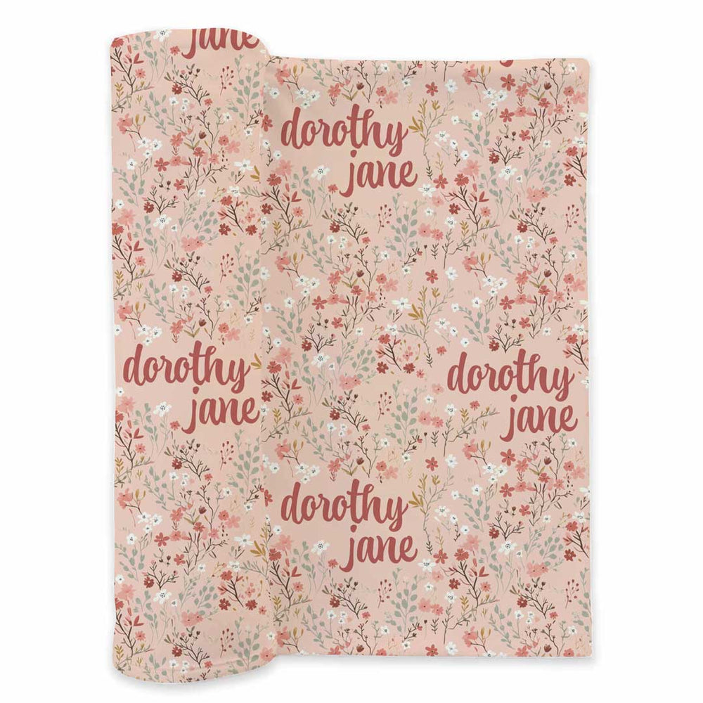 fall floral personalized swaddle blanket for babies