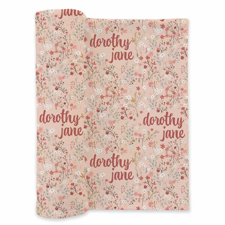 fall floral personalized swaddle blanket for babies