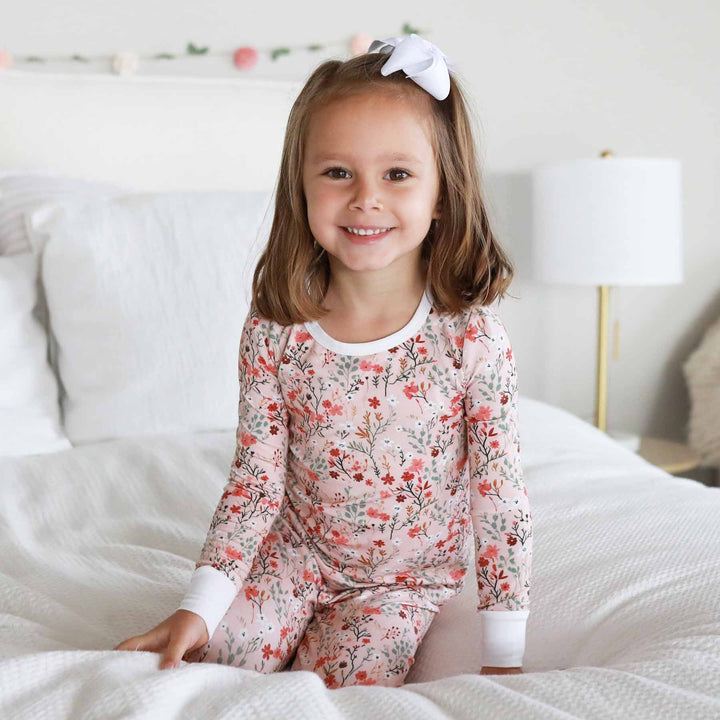 dainty fall floral girls pajamas