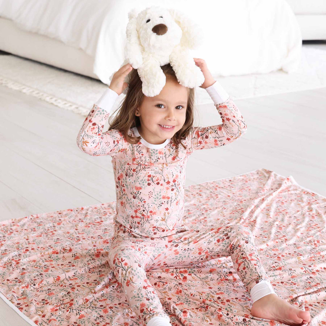 autumn blooms pajama set for kids 