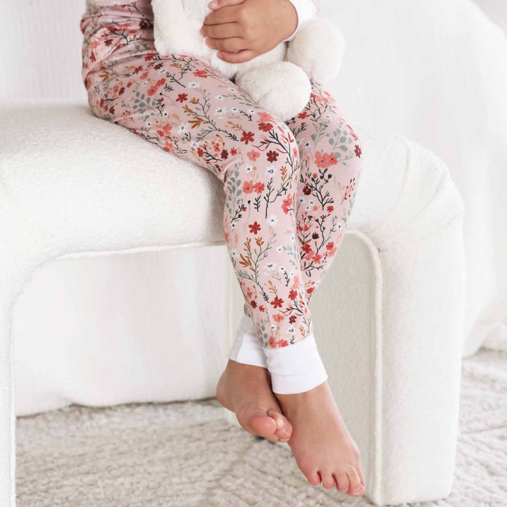 autumn blooms two piece pajama set for kids 