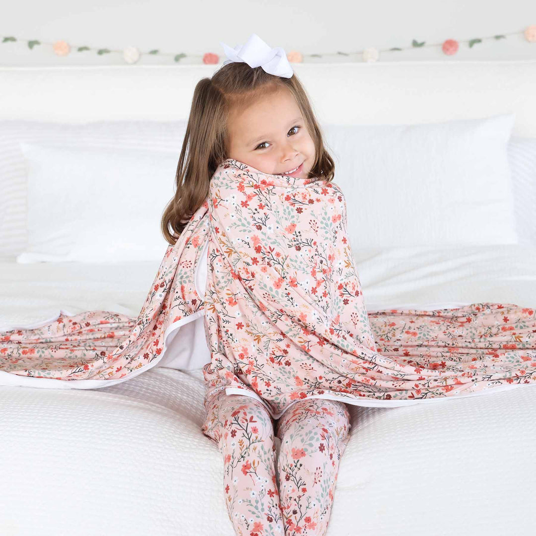 girls soft bamboo blanket fall floral