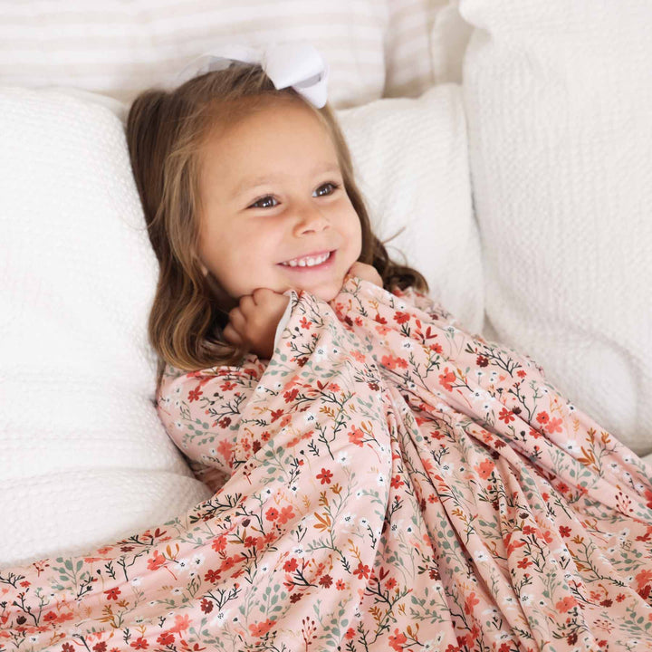 dainty fall floral bamboo blanket for kids