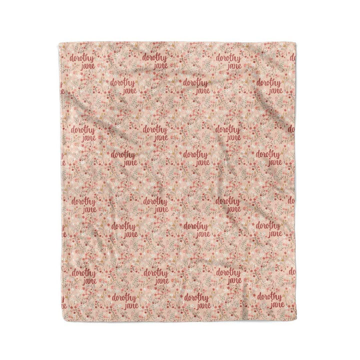 peachy pink floral personalized blanket for kids