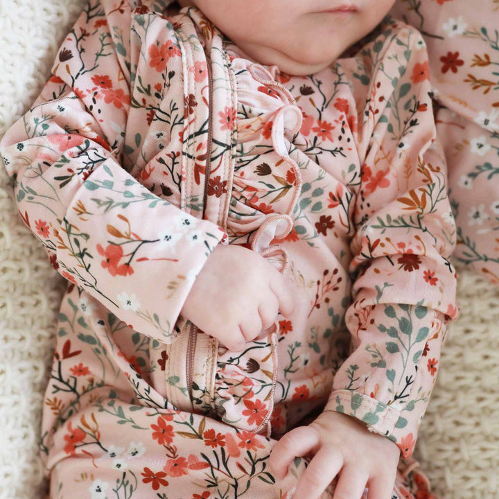 baby zipper footie autumn blooms