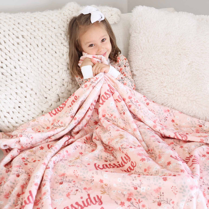 autumn blooms personalized blanket for kids