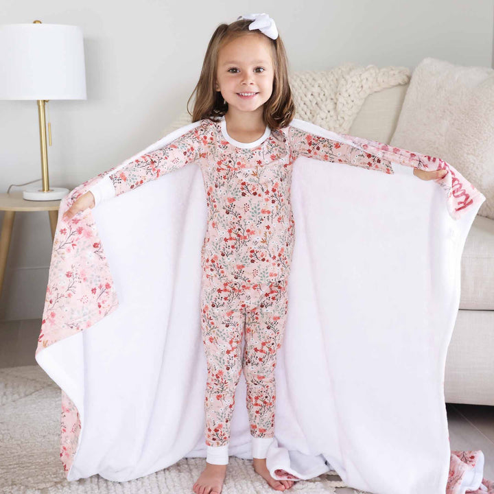 peachy floral personalized blanket for kids 