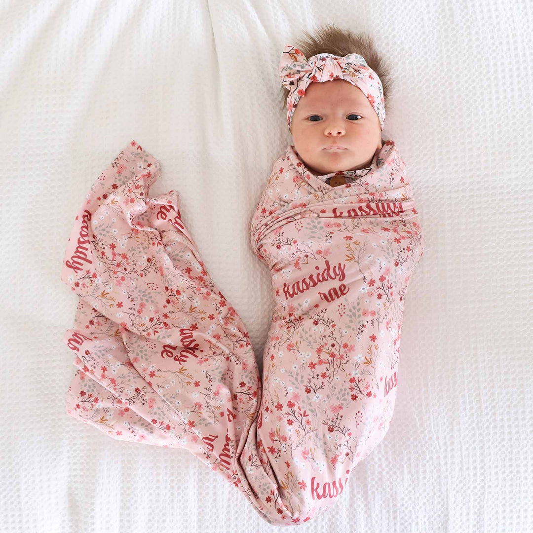 autumn blooms personalized swaddle blanket for babies