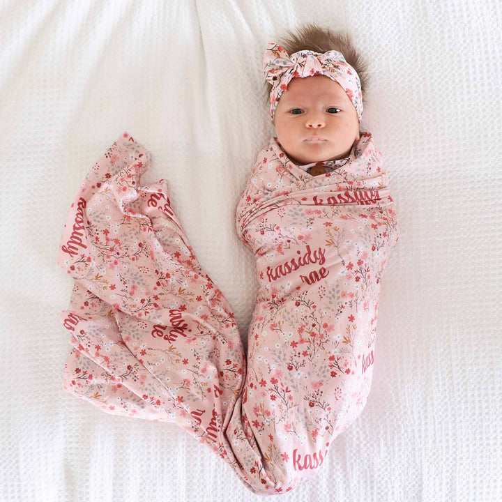 autumn blooms personalized swaddle blanket for babies