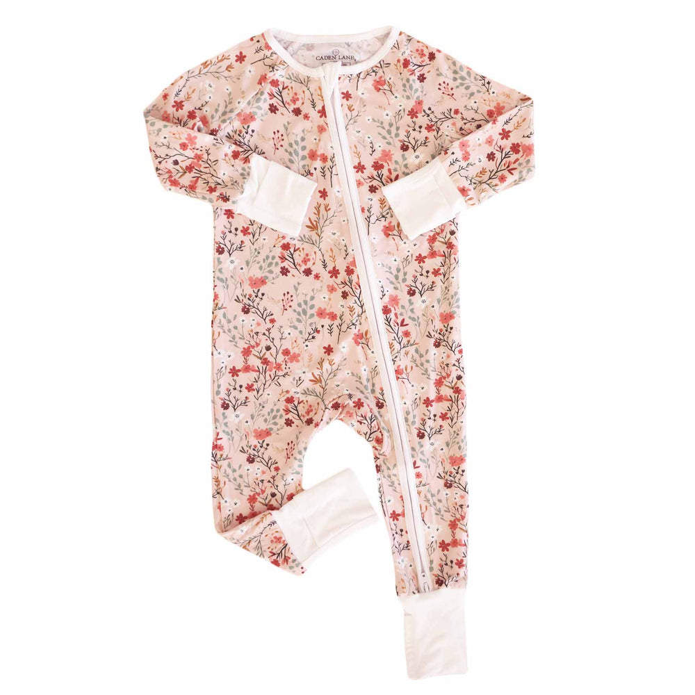 fall floral baby zip romper