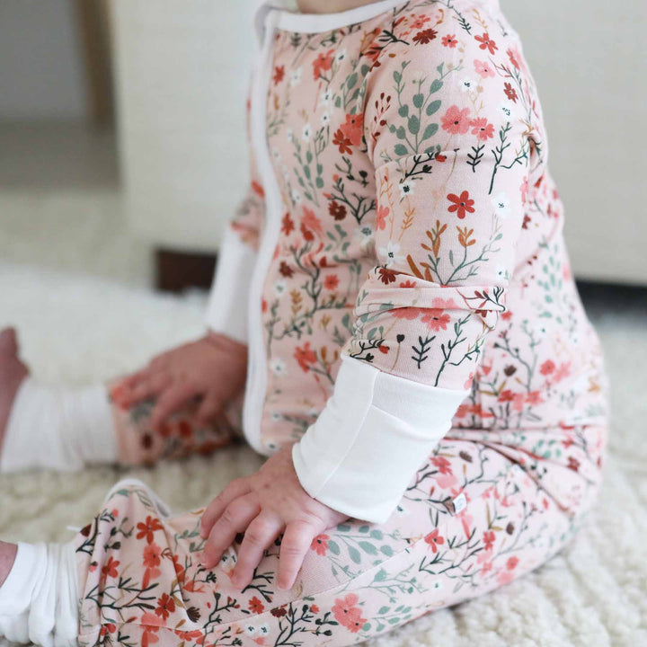 autumn blooms pajama romper fall floral