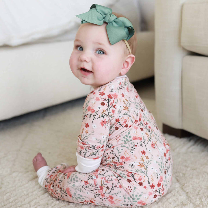 fall floral convertible zip romper pajama for babies