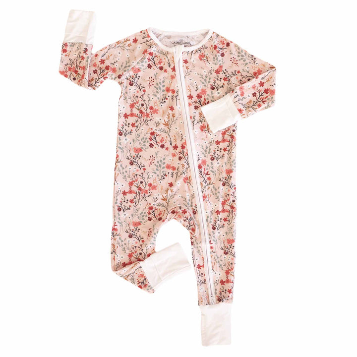 fall floral baby zipper pajama romper