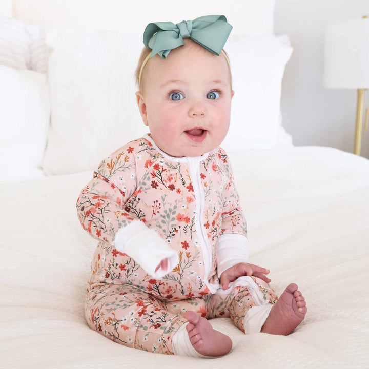 autumn blooms baby zipper romper 