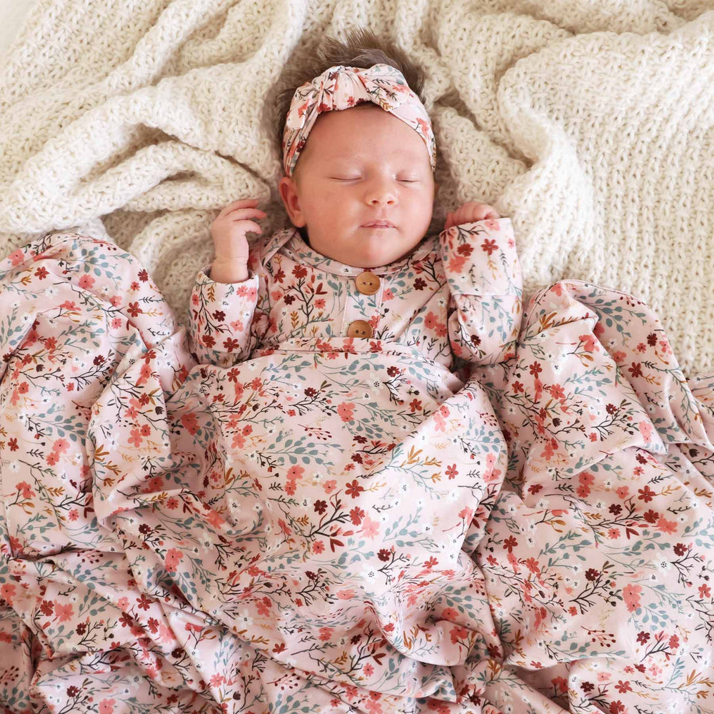 fall floral oversized swaddle blanket for babies