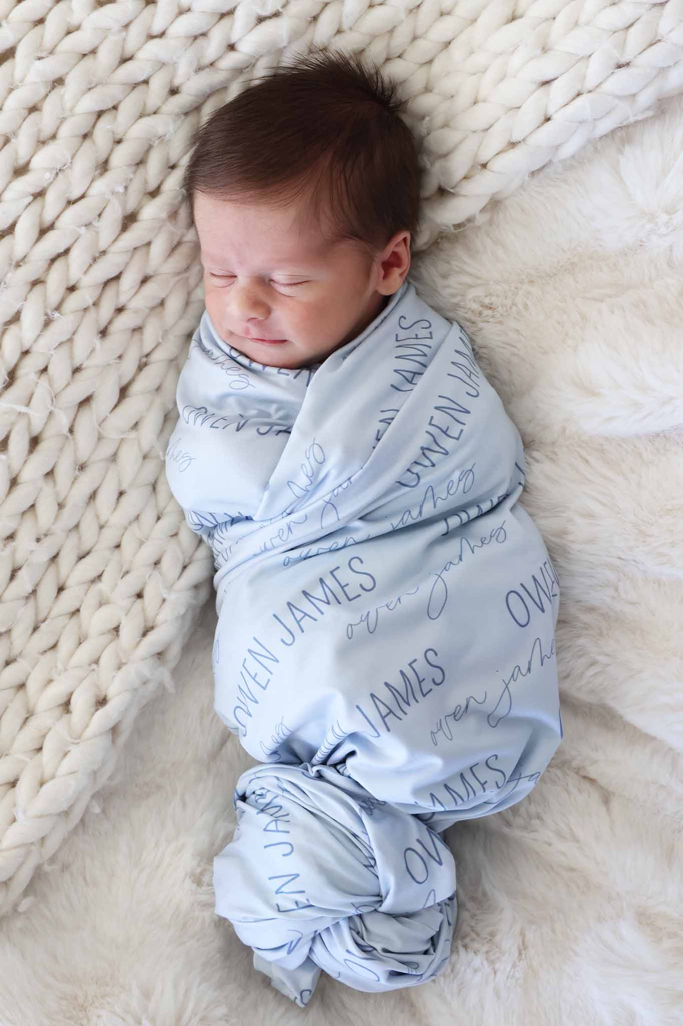 Personalized Baby Blue Baby Name Swaddle Blanket