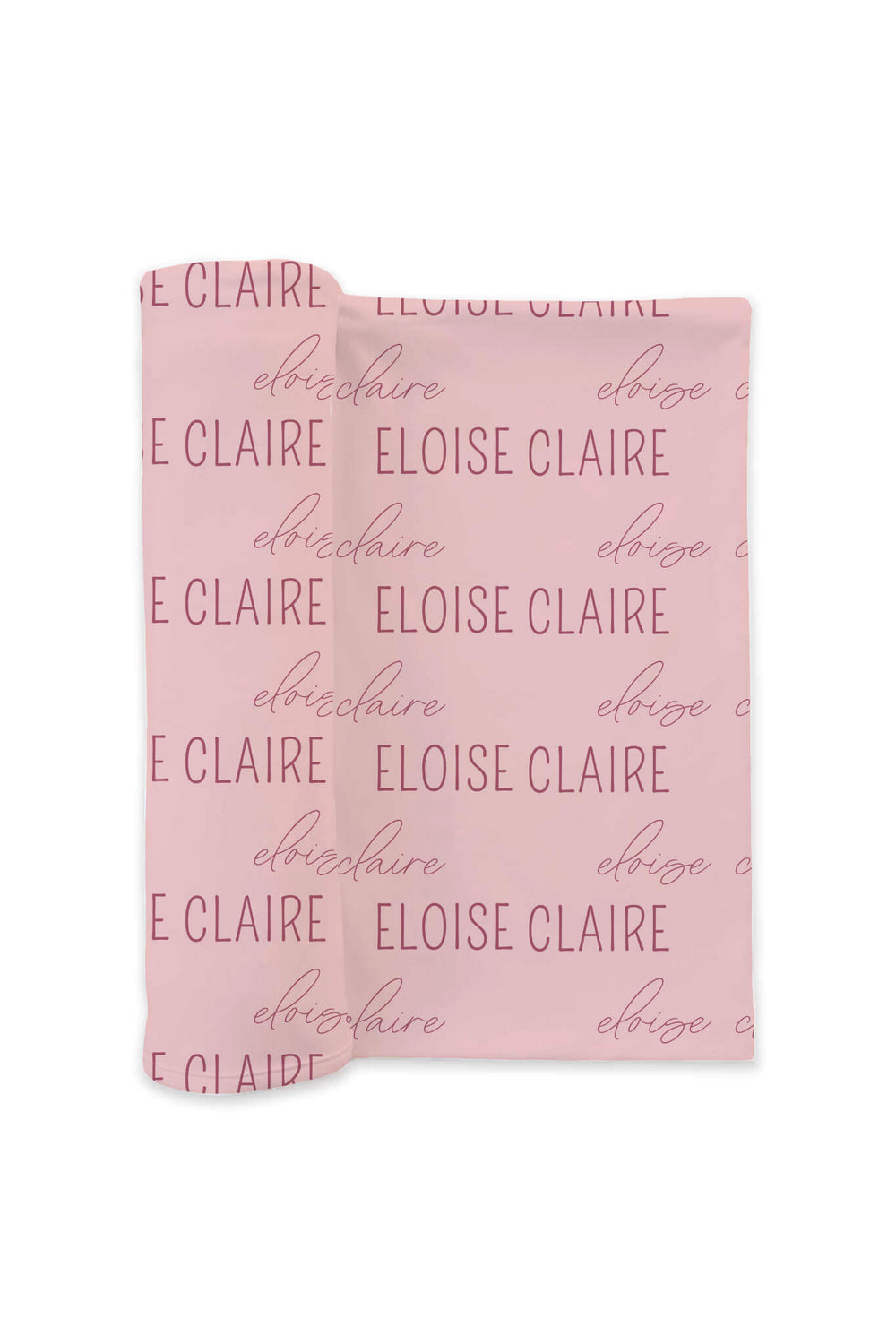 baby pink block and script personalized swaddle blanket 