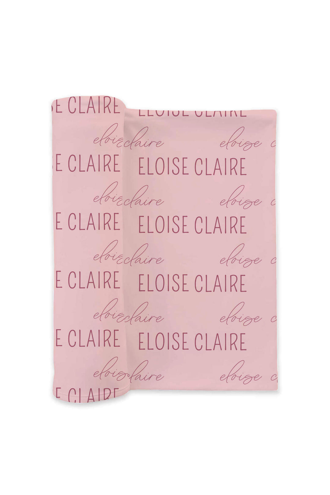 baby pink block and script personalized swaddle blanket 