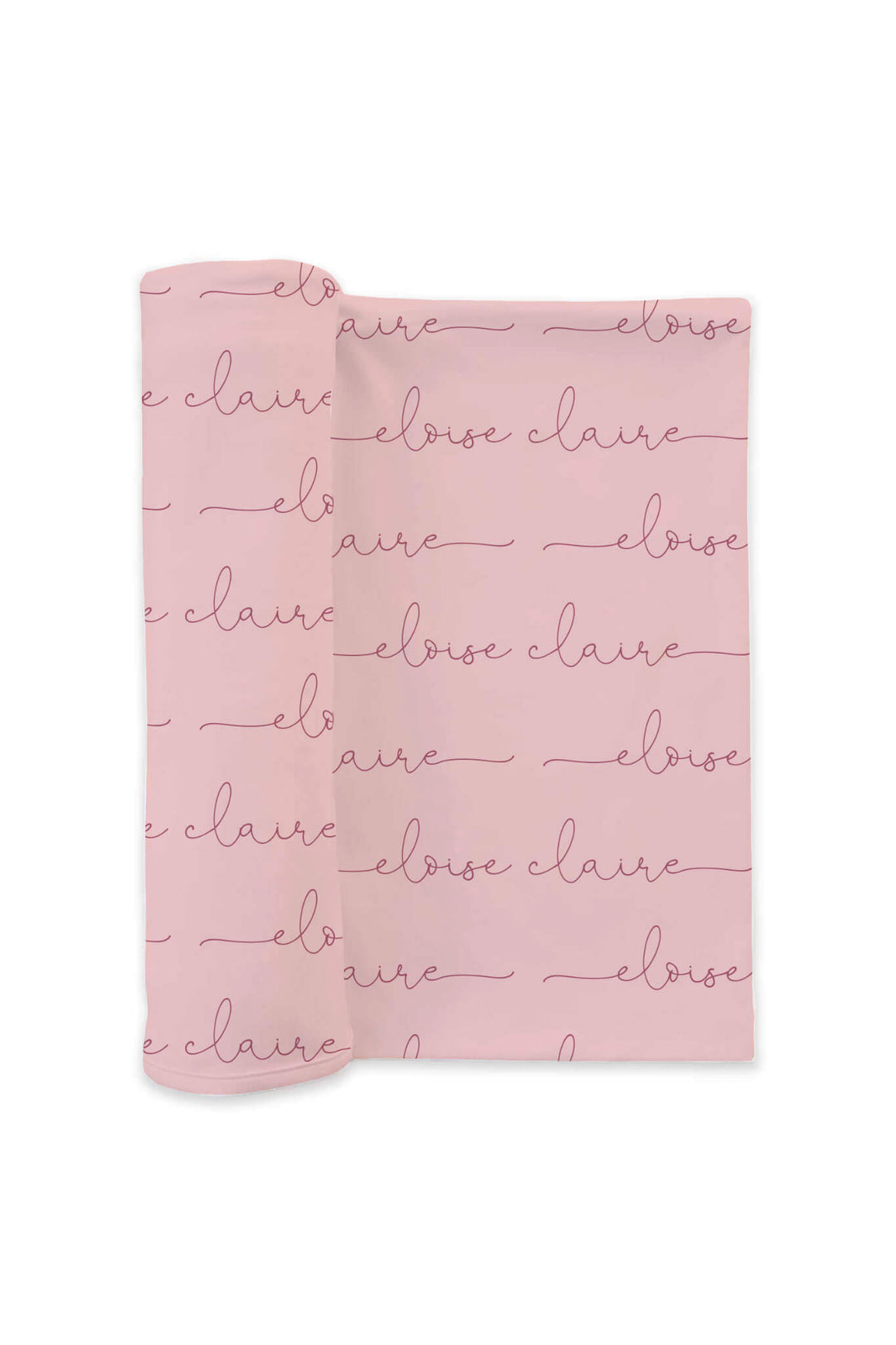 baby pink script font personalized swaddle blanket for girls 
