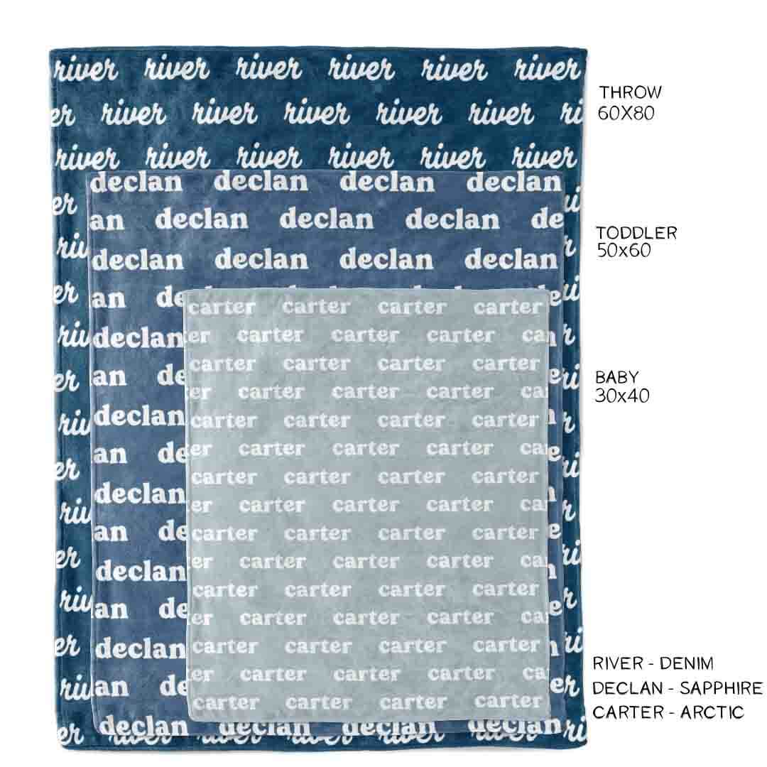 personalized name blanket sizes 