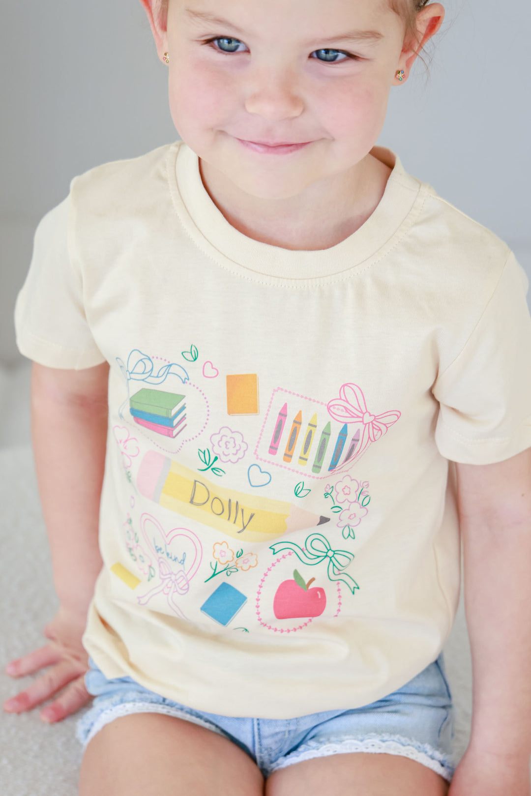 personalized pencil back to school tee for girls 