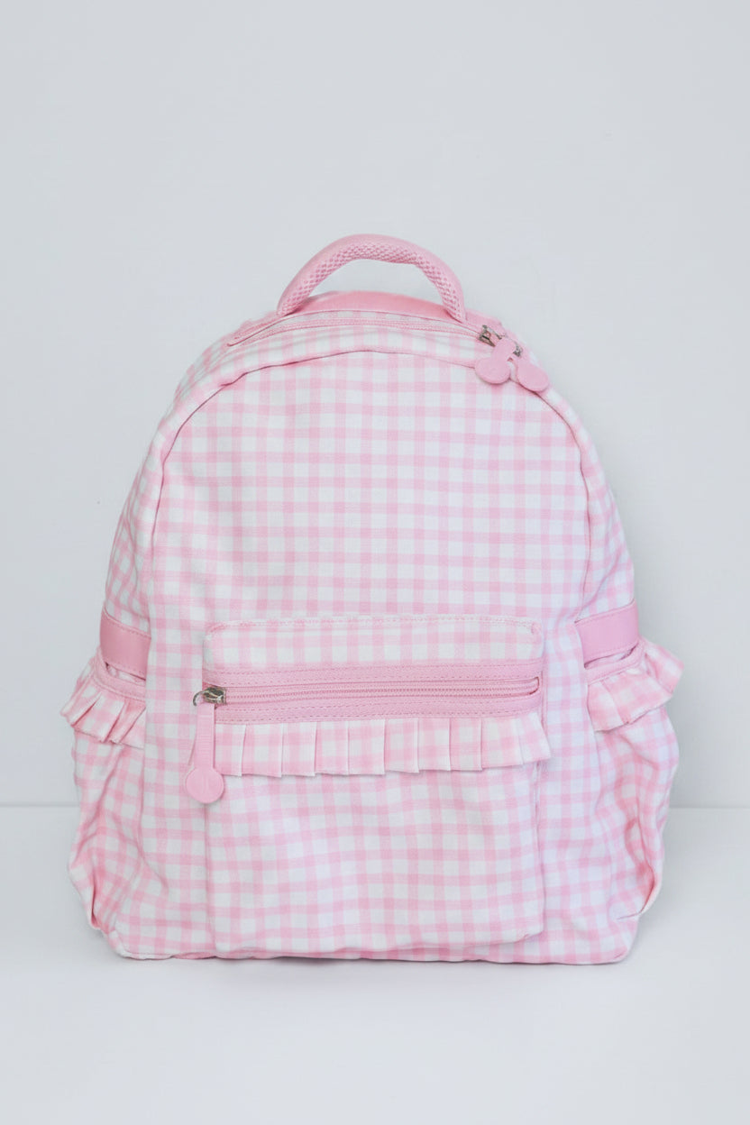 not embroidered pink gingham backpack for girls back to school 