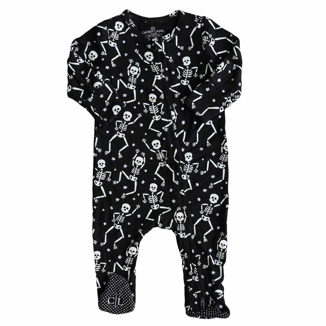 glow in the dark skeleton pajama footie for babies 