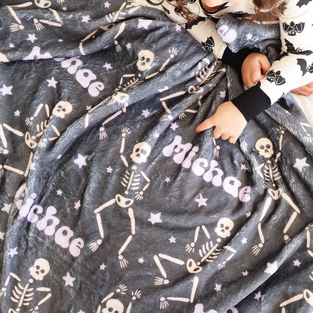 baddie bones personalized kids blanket 
