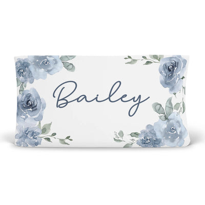 bailey's blue floral personalized changing pad cover