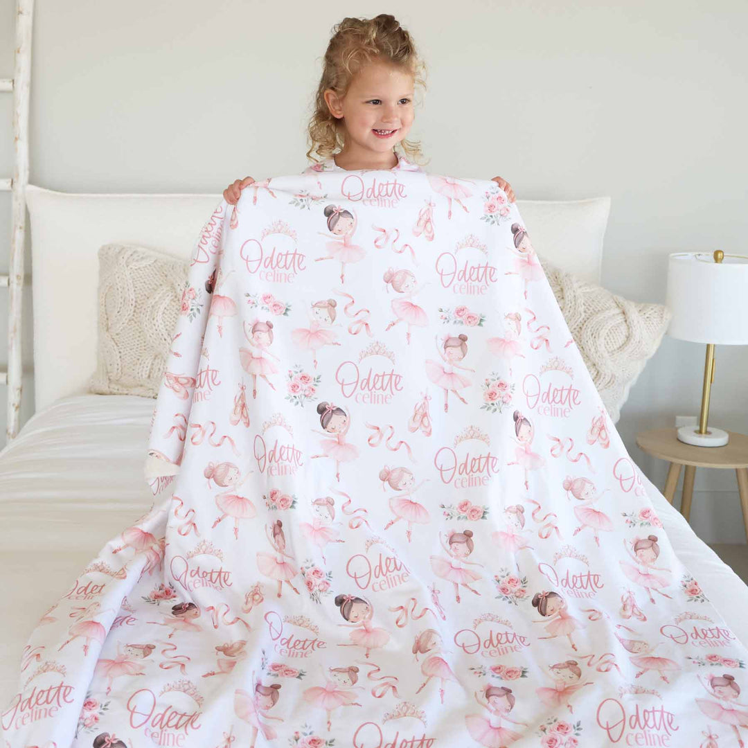 ballerina princess personalized minky blanket for girls 
