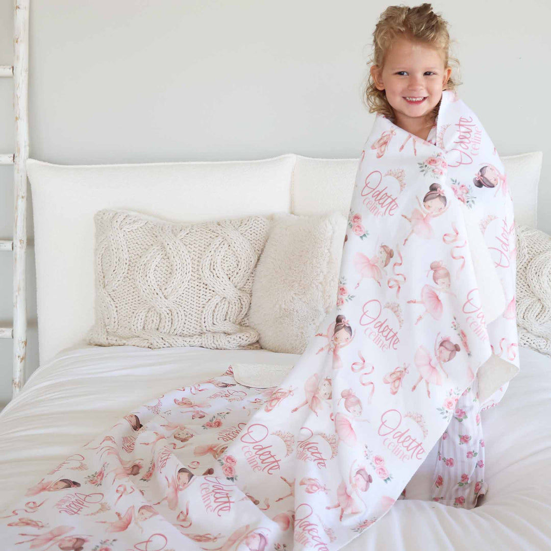 ballerina personalized blanket for girls 