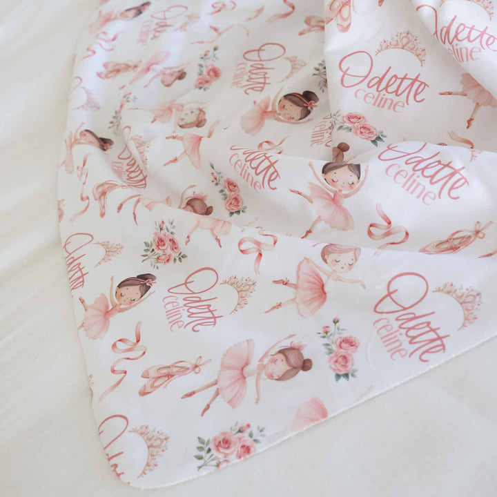 ballet themed personalized blanket for girls 
