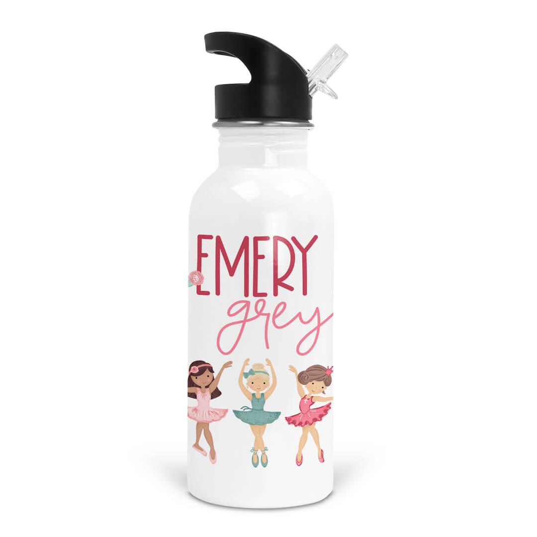 ballerina personalized kids water bottle 