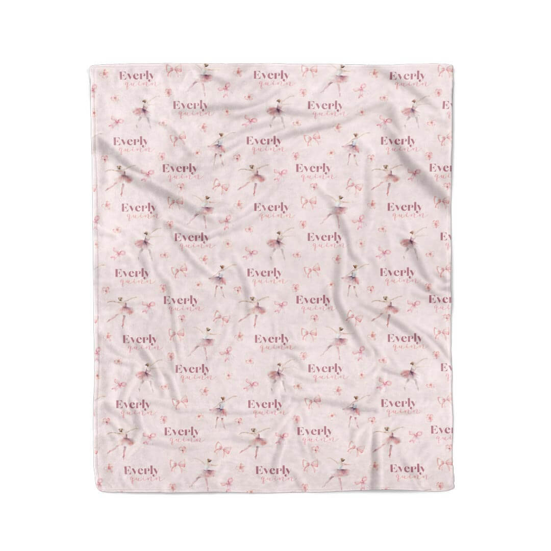 pink ballerina personalized blanket for kids 