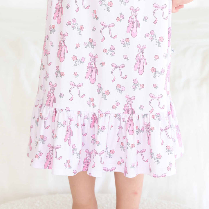 calf length nightgown for girls with ruffle bottom 