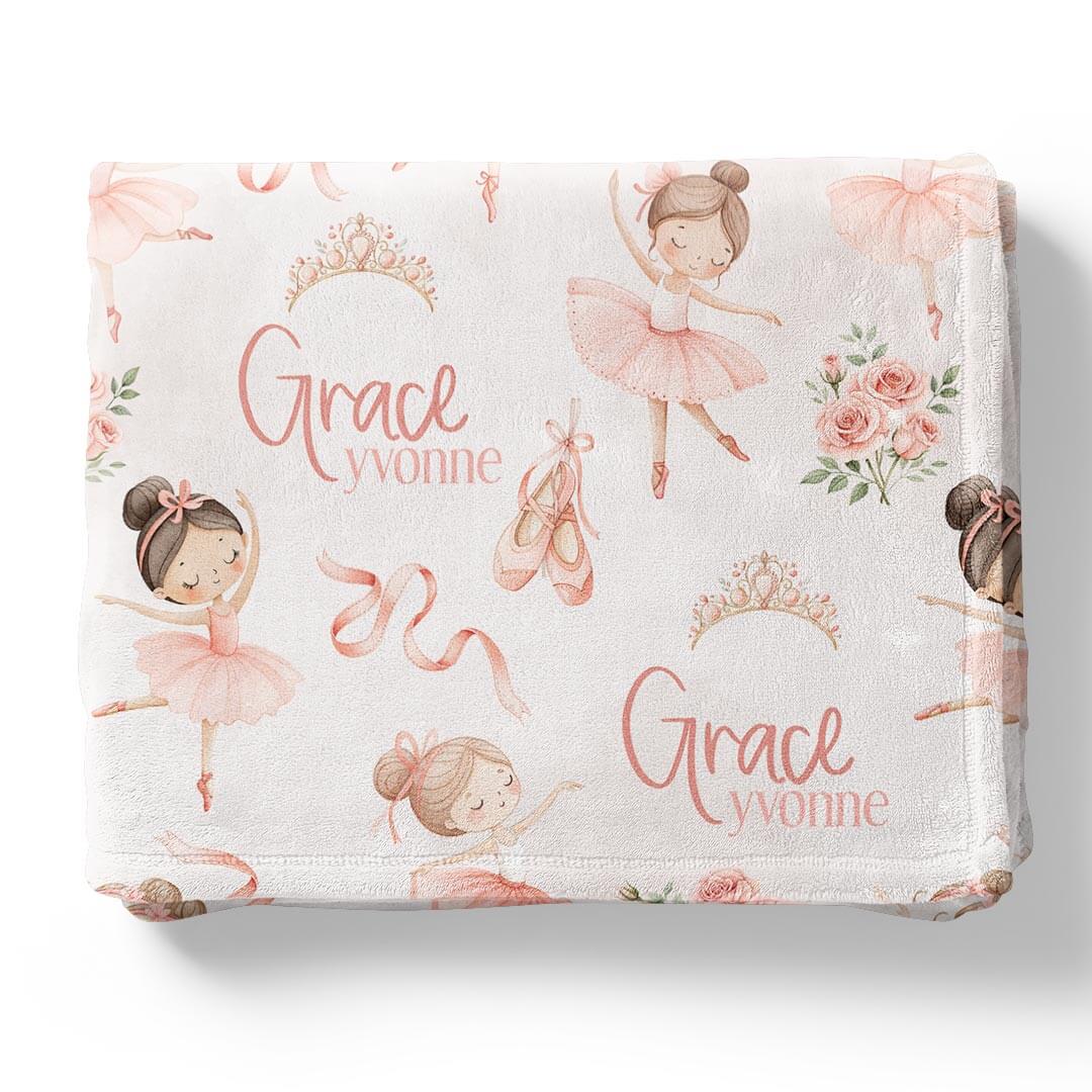 ballet princess personalized minky blanket for girls 
