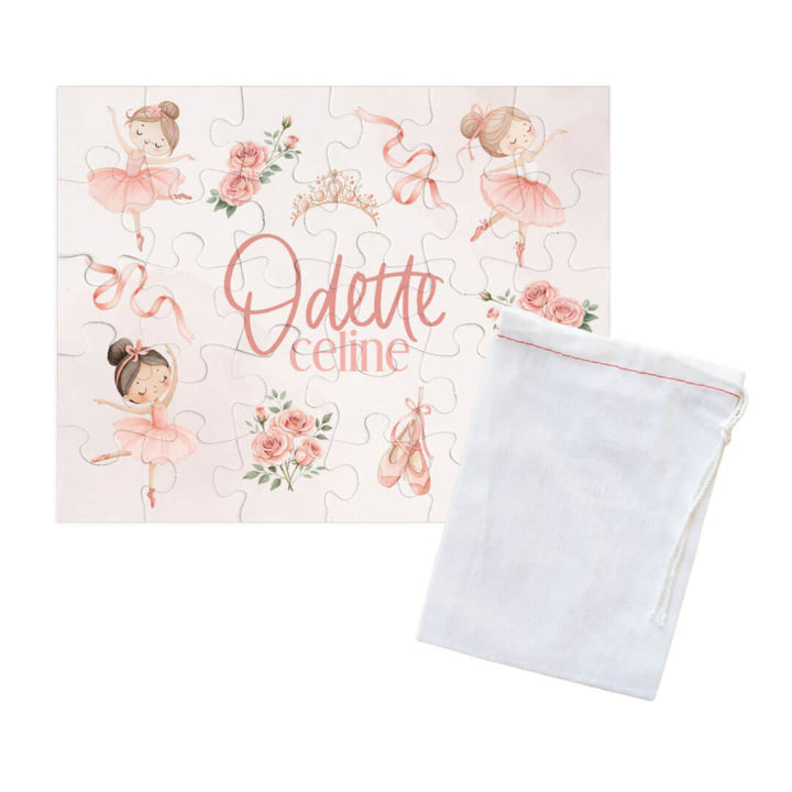 ballerina tiara, rose and ballet shoe personalized puzzle for girls 