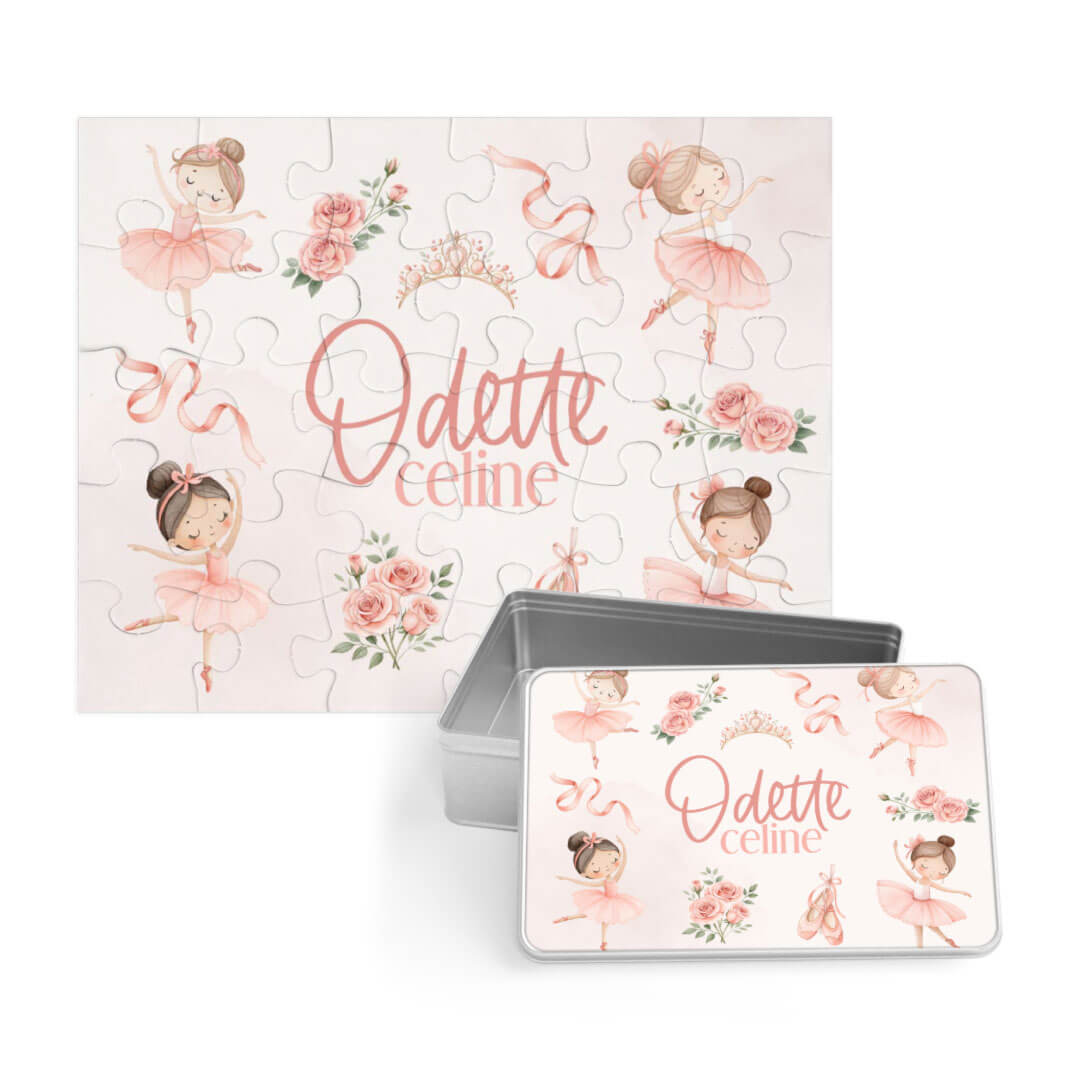 ballet princess personalized puzzle for kids with matching tin 