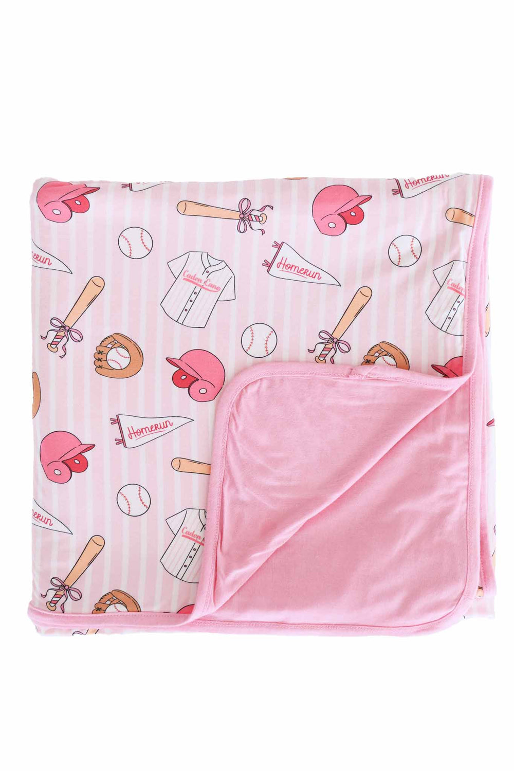 ballpark babes pink double sided bamboo blanket 